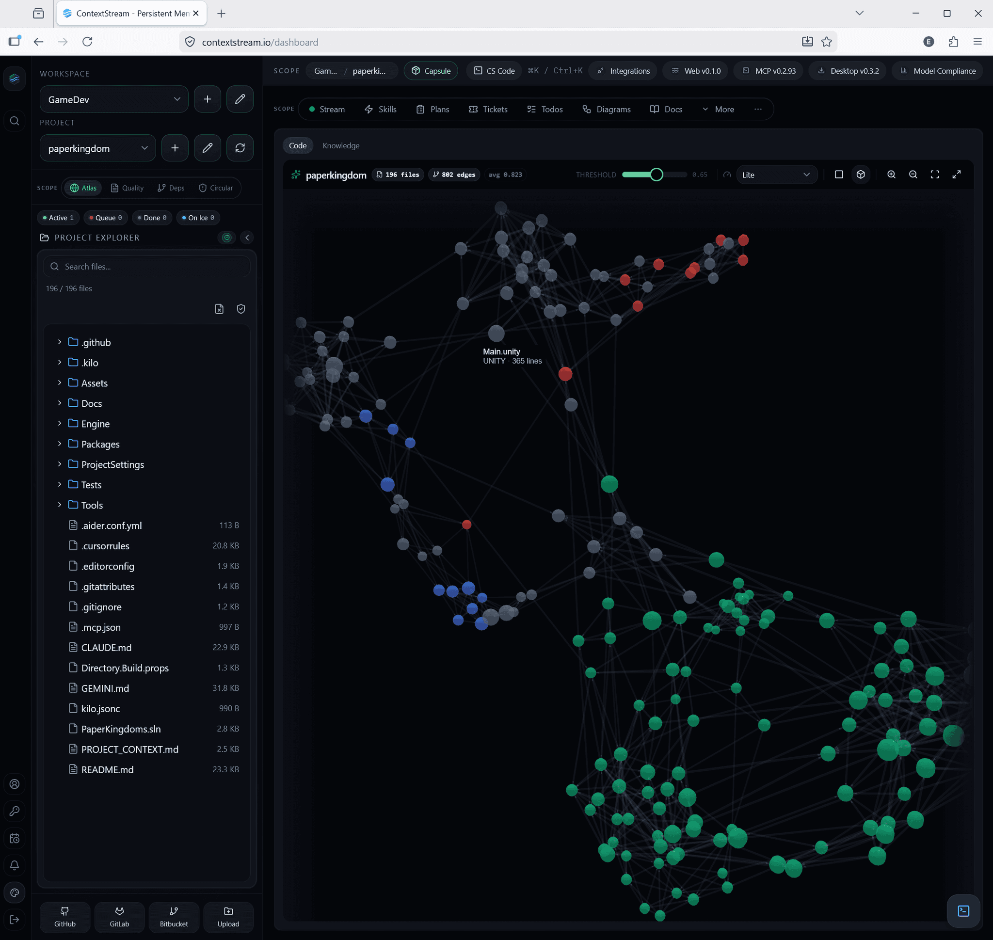 ContextStream Knowledge Atlas — code graph view
