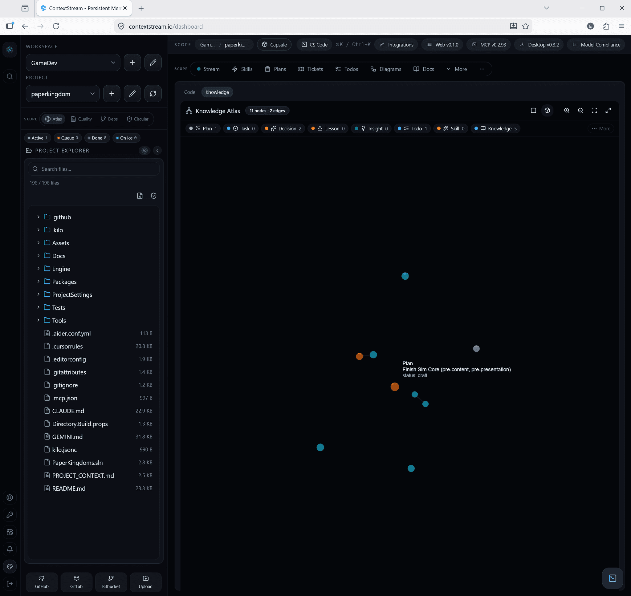 ContextStream Knowledge Atlas — knowledge graph view